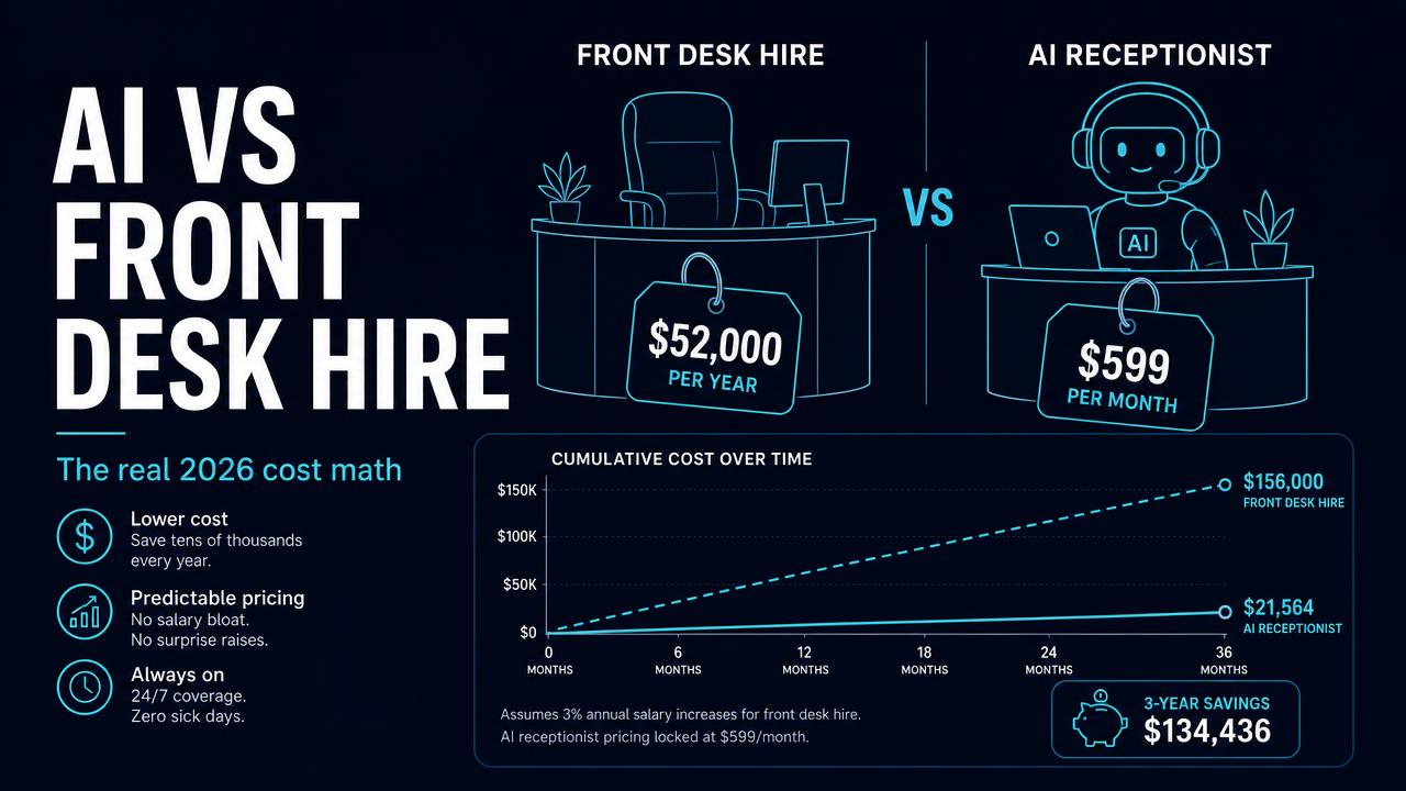 AI Receptionist vs Front Desk Hire: Real 2026 Cost Math